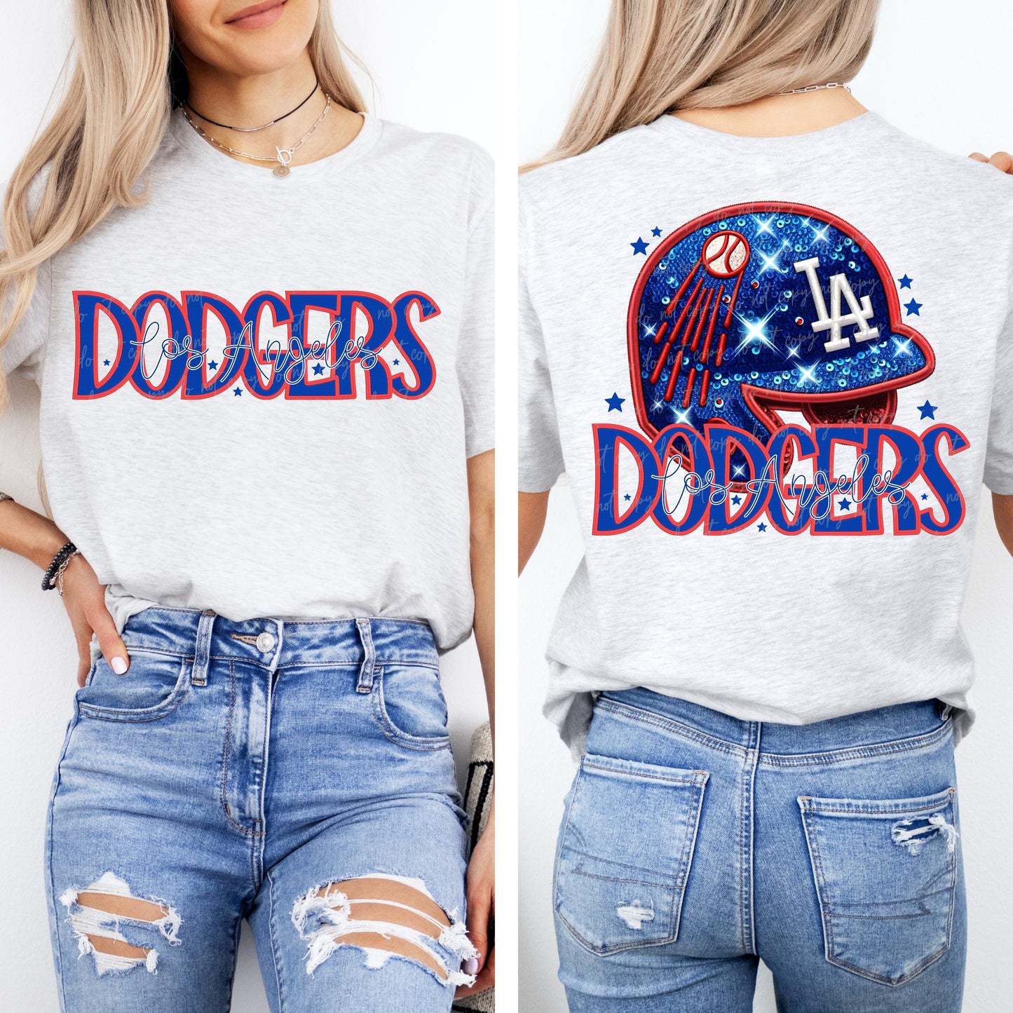 Faux Embroidery Sequins Baseball LAD