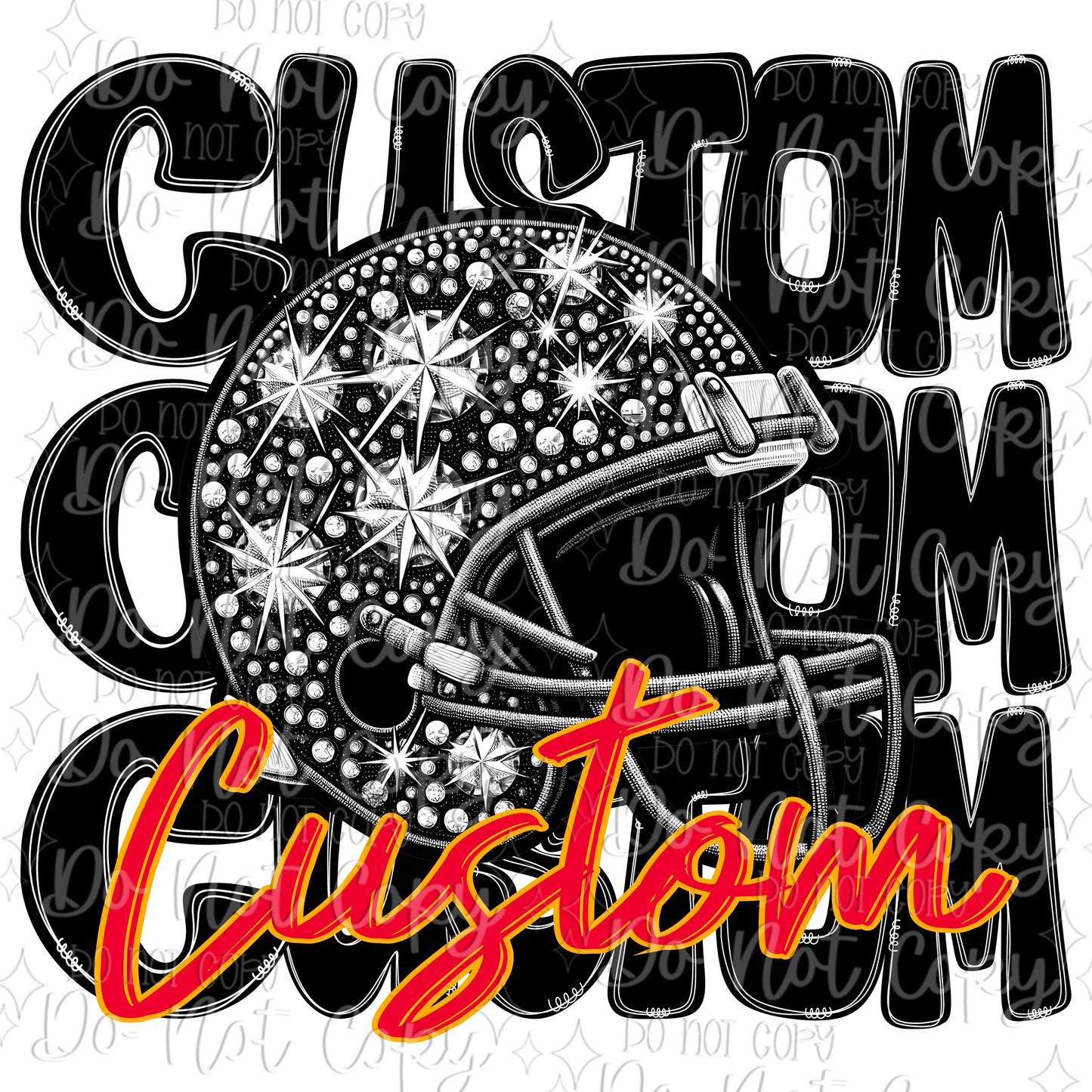 Custom Rhinestone Football Team