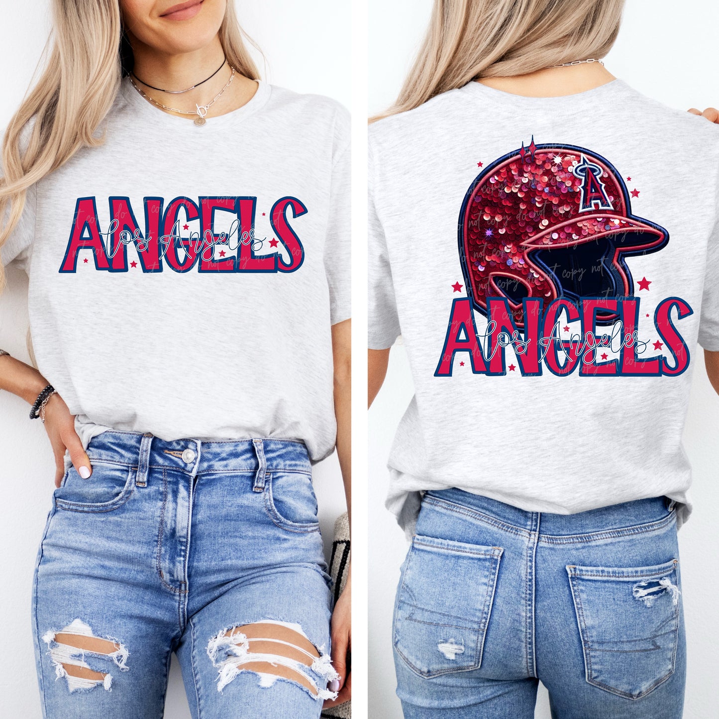 Faux Embroidery Sequins Baseball L A