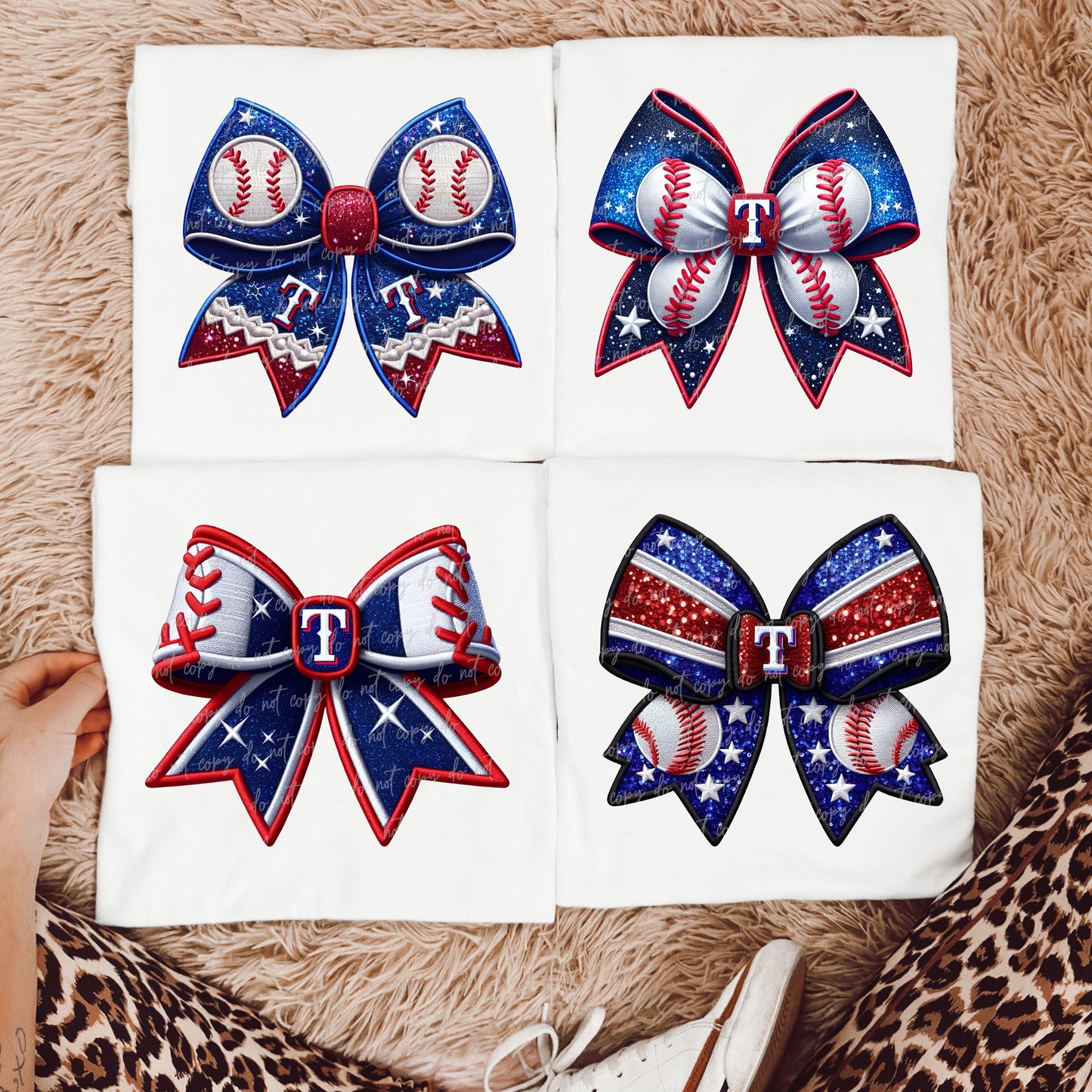 Faux Embroidery Baseball Bow Clipart TR