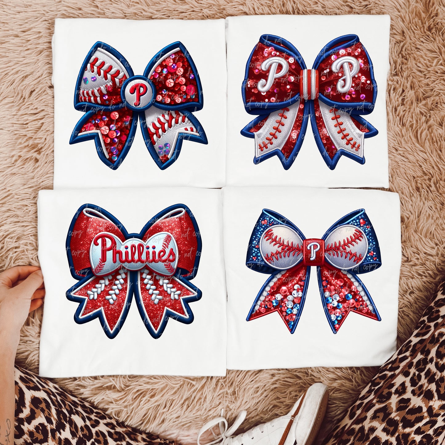 Faux Embroidery Baseball Bow Clipart PP