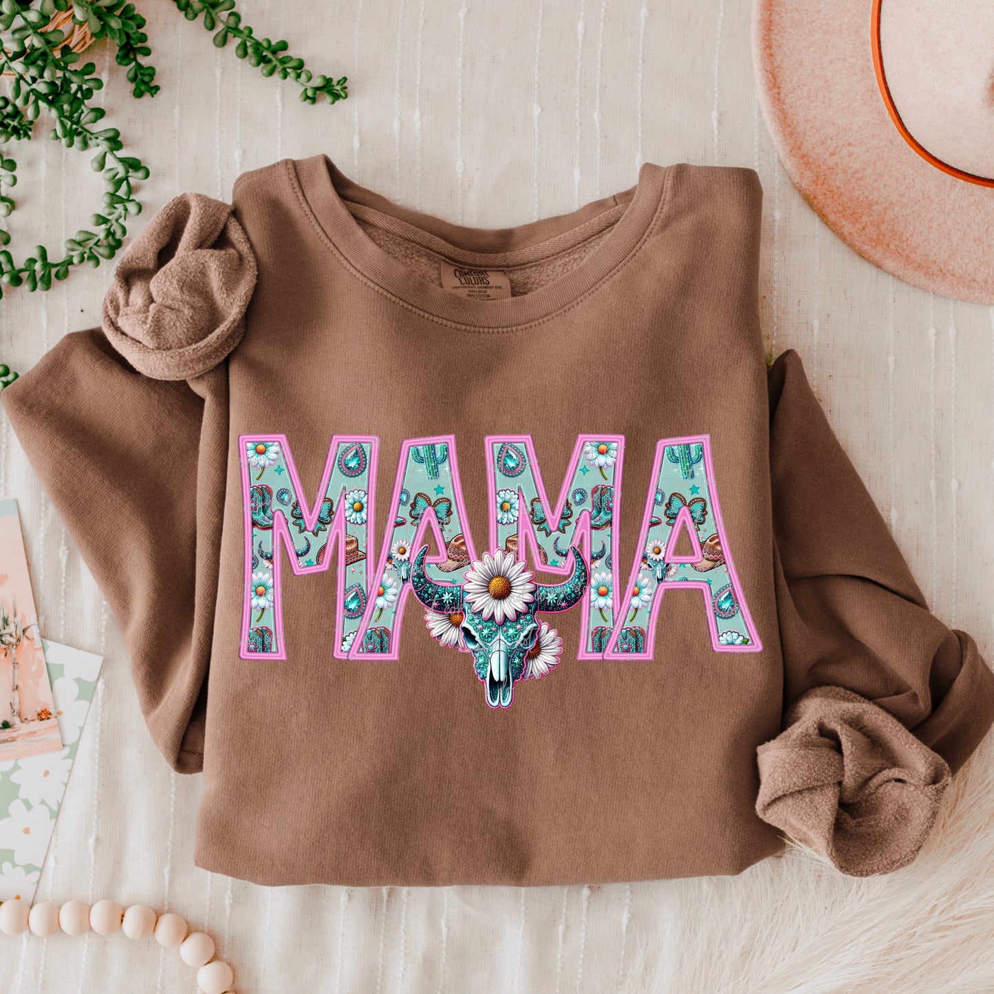 Faux Embroidery Western Mama