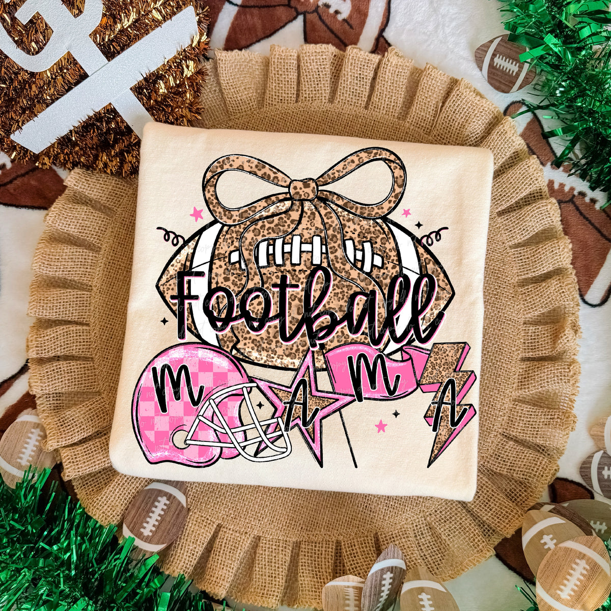 Preppy leopard Football mama