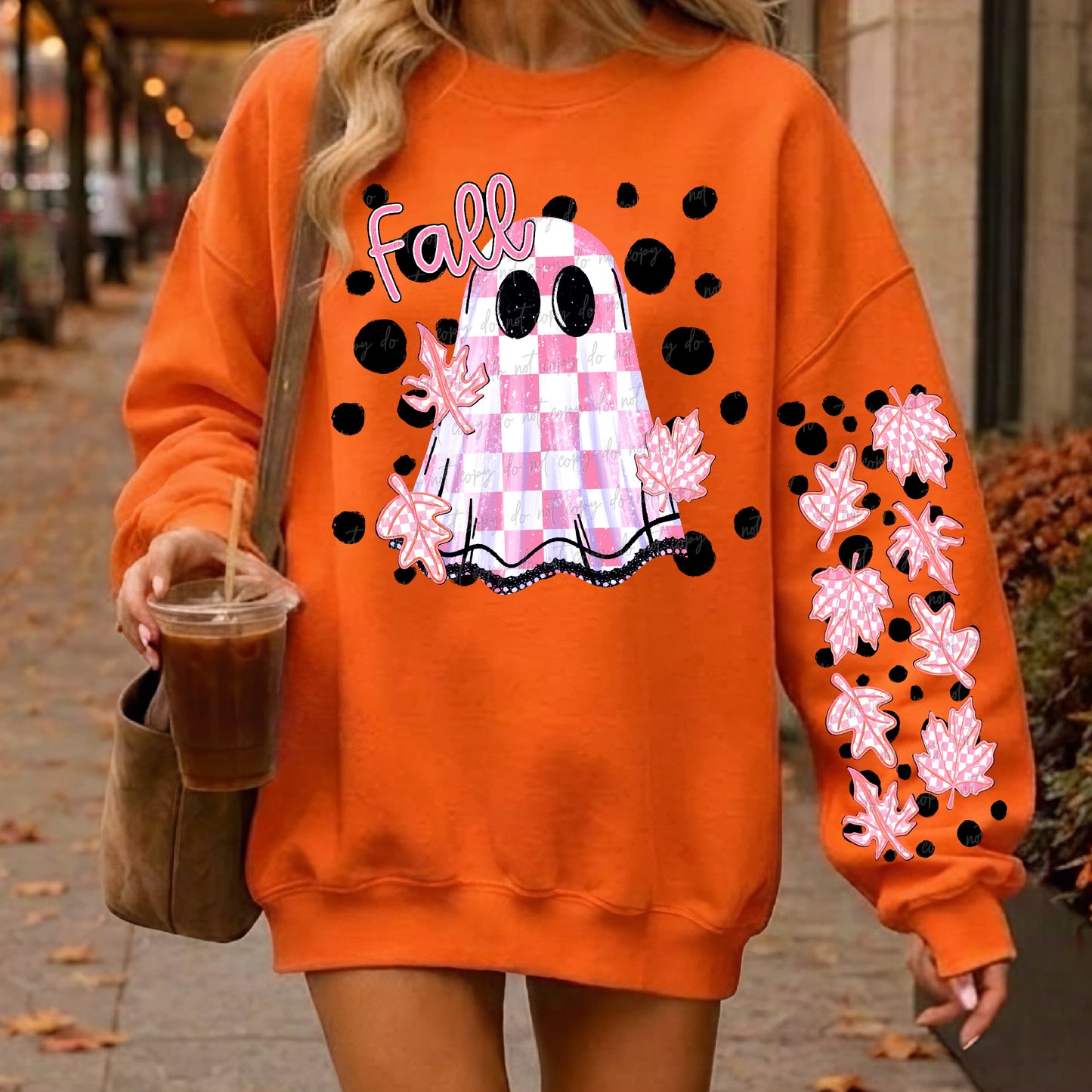Fall polka dot ghost with sleeve