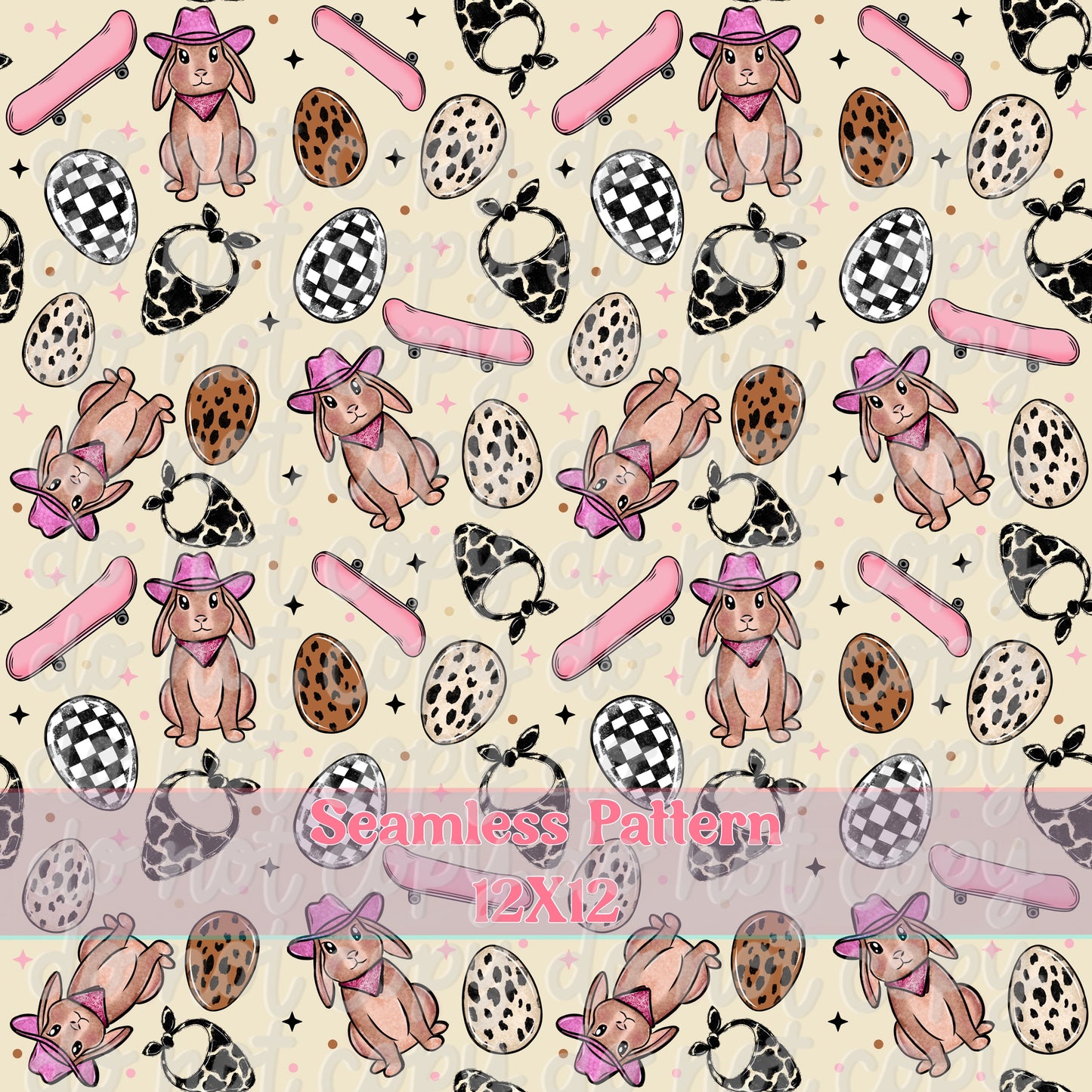 Little Cowgirl Big Blessings Easter Seamless