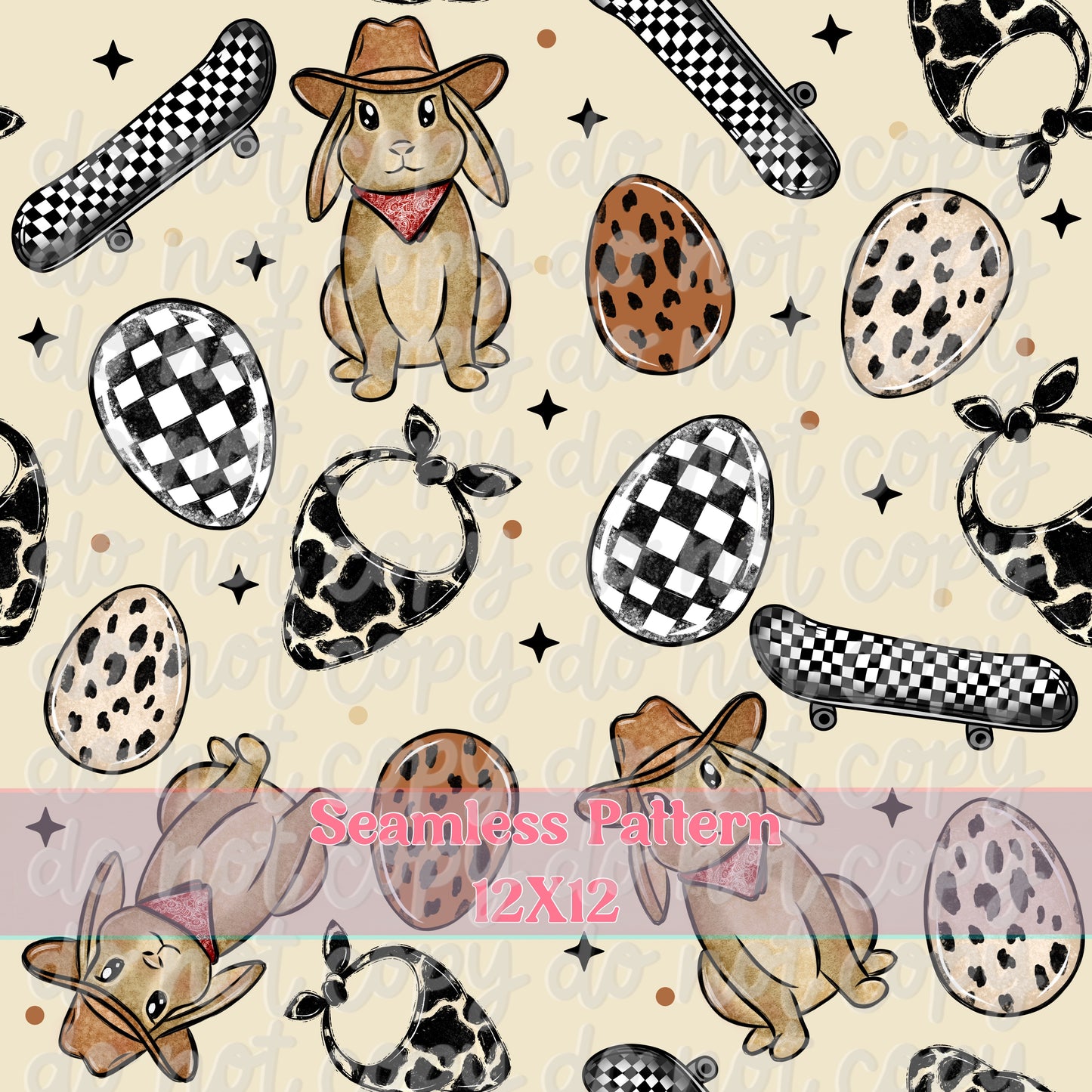Little Cowboy Big Blessings Easter Seamless
