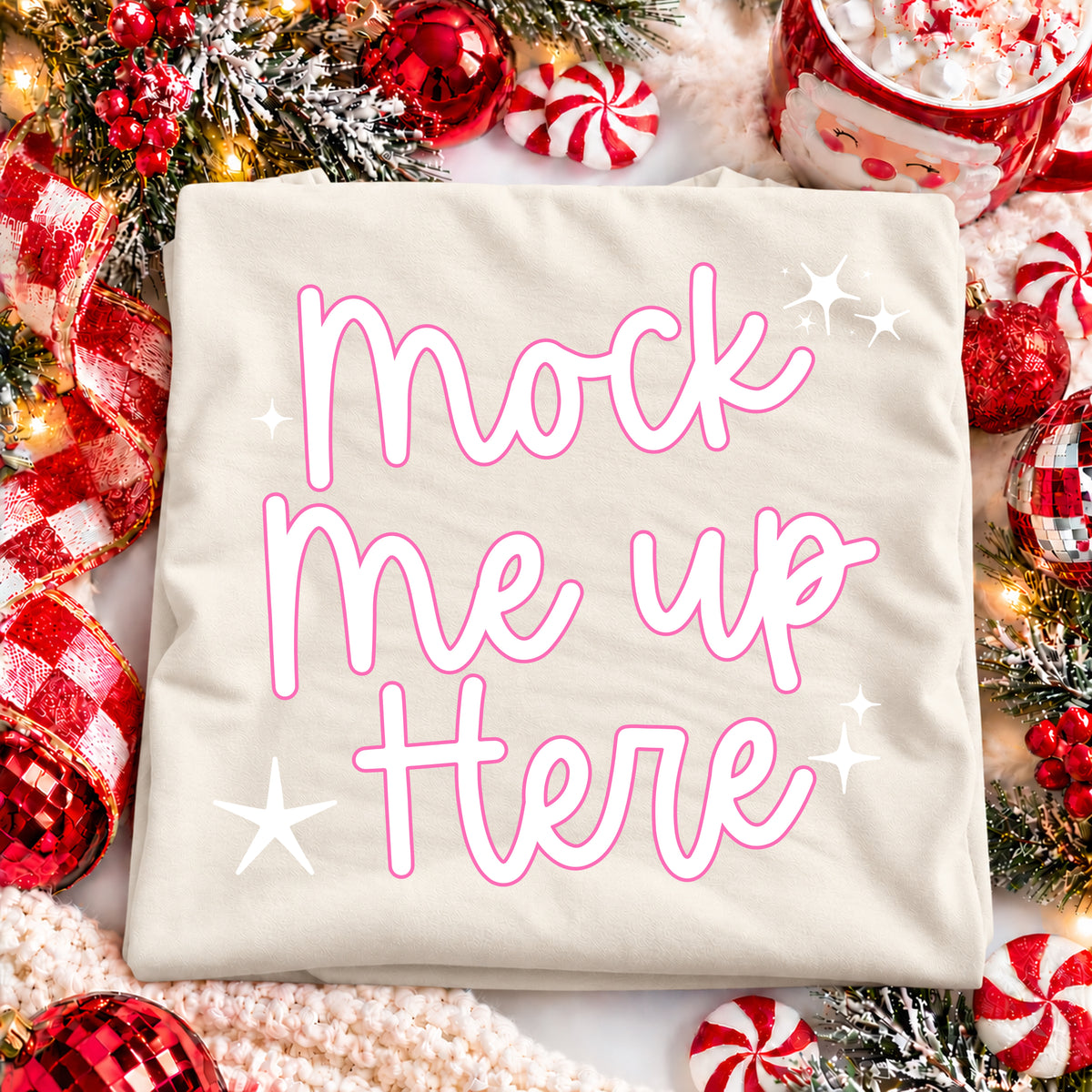 Christmas Mockup Flat-lay Comfort Colors C1717 - Ivory
