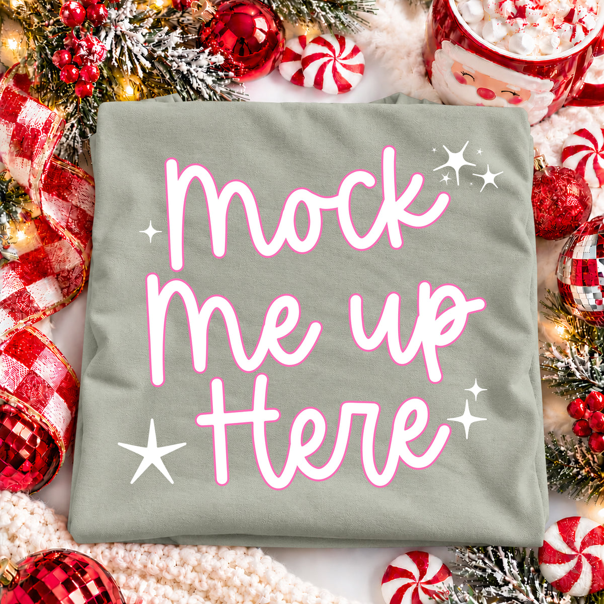 Christmas Mockup Flat-lay Comfort Colors C1717 - Bay