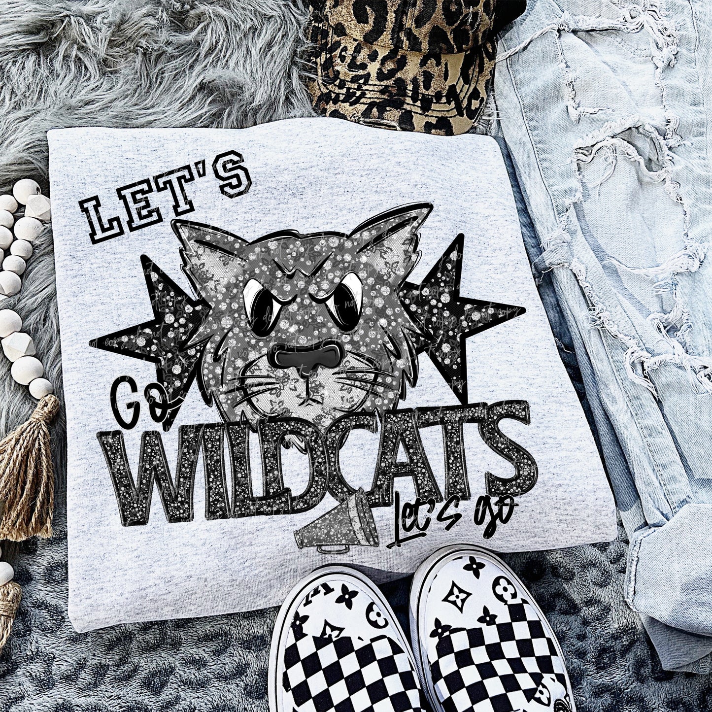 Rhinestone Let’s Go Wildcats Mascot