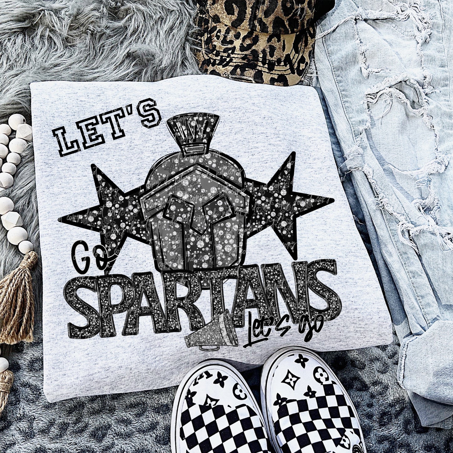 Rhinestone Let’s Go Spartans mascot
