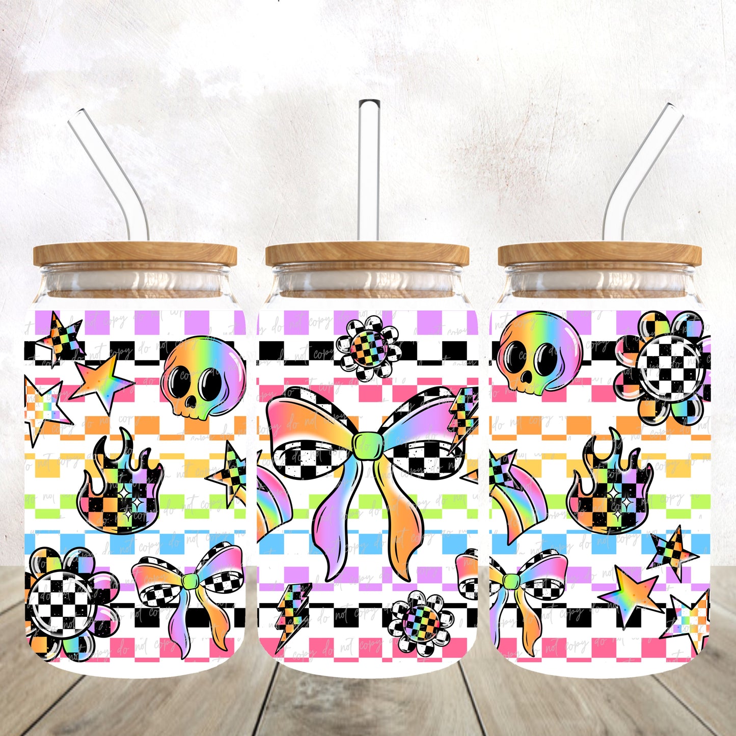 Neon Checker Bow 16 Oz Wrap
