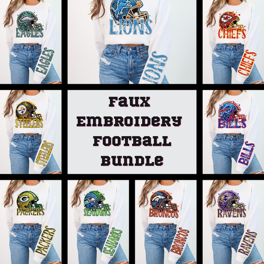 Faux Embroidery Football Bundle With Sleeves