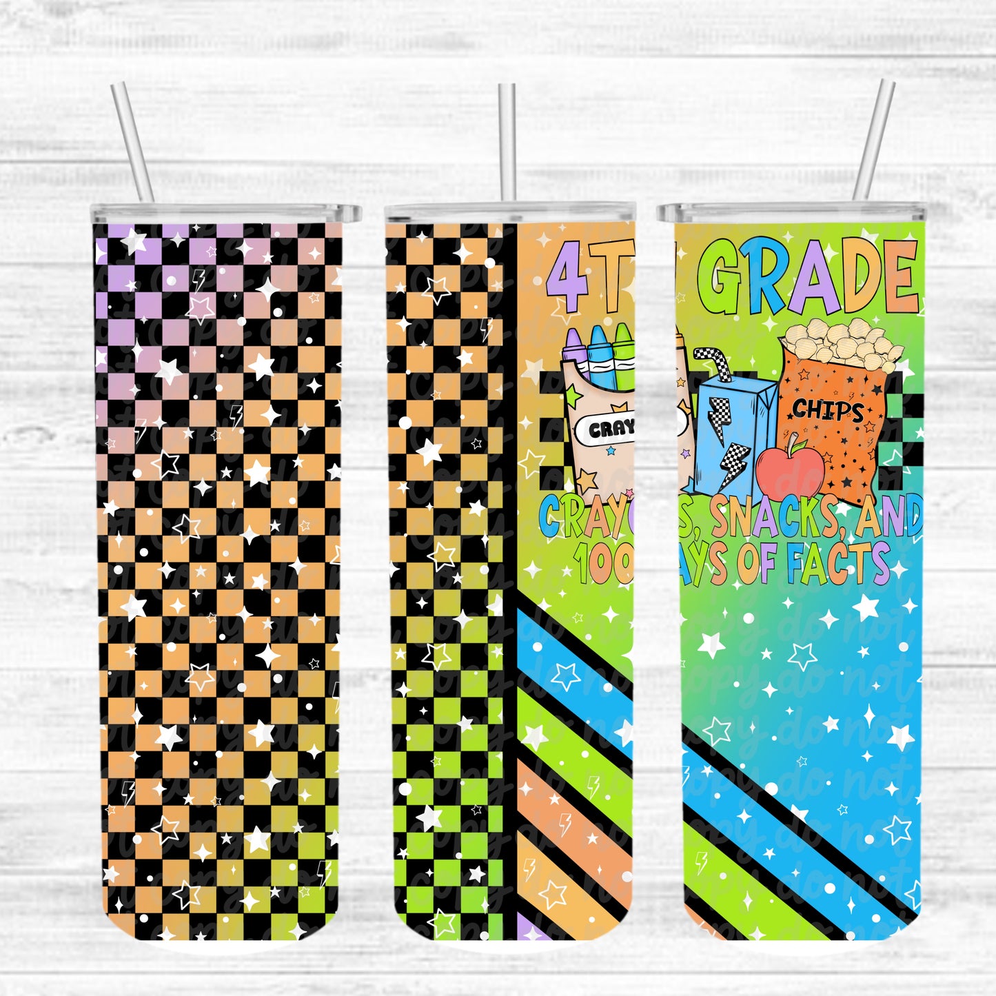 100 Days Crayons and Snacks Bundle With Sleeve and 20 Oz Tumblers Wraps