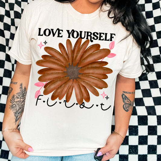 Love yourself first (brown flower)