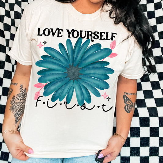 Love yourself first (blue  flower)