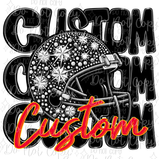 Custom Rhinestone Football Team