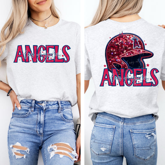 Faux Embroidery Sequins Baseball L A
