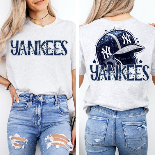 Faux Embroidery Sequins Baseball Y