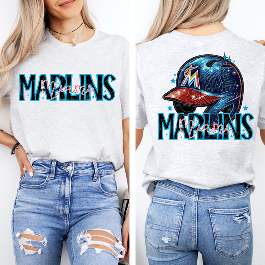 Faux Embroidery Sequins Baseball MM