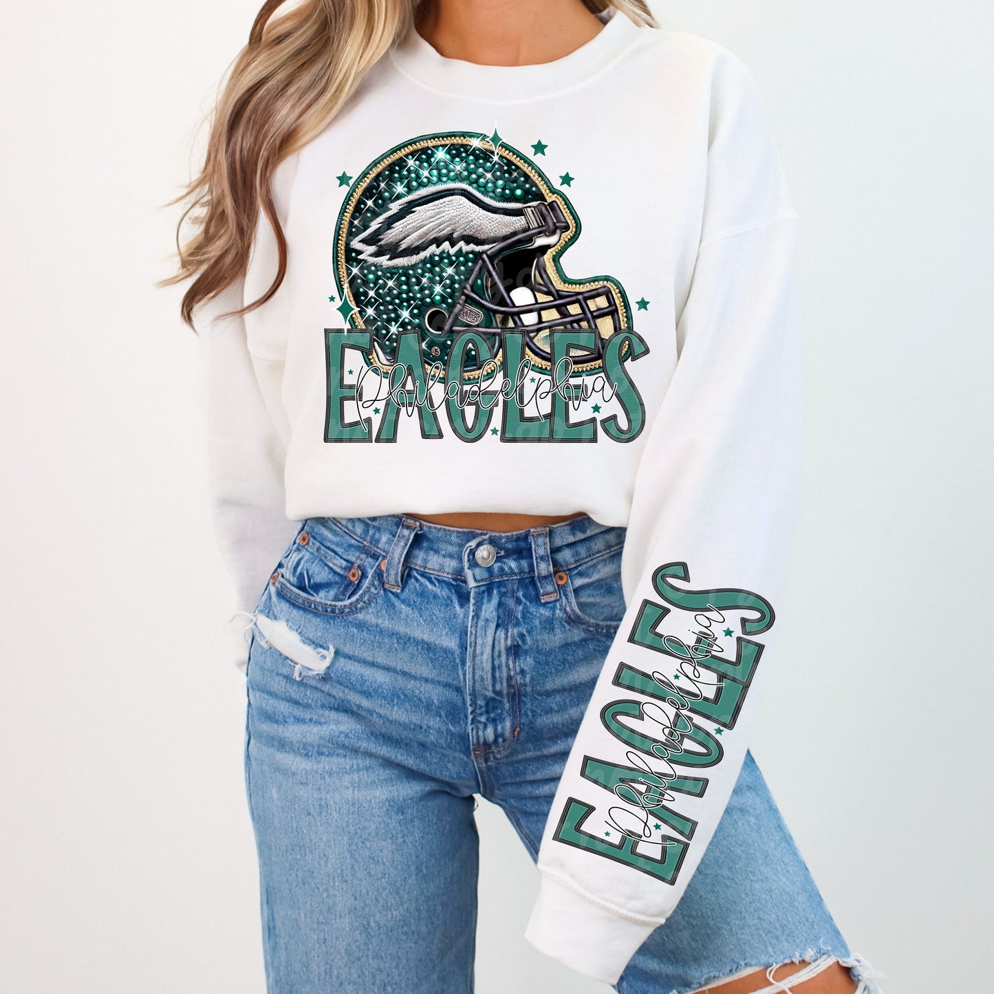 Faux Embroidery Eagles With Sleeves