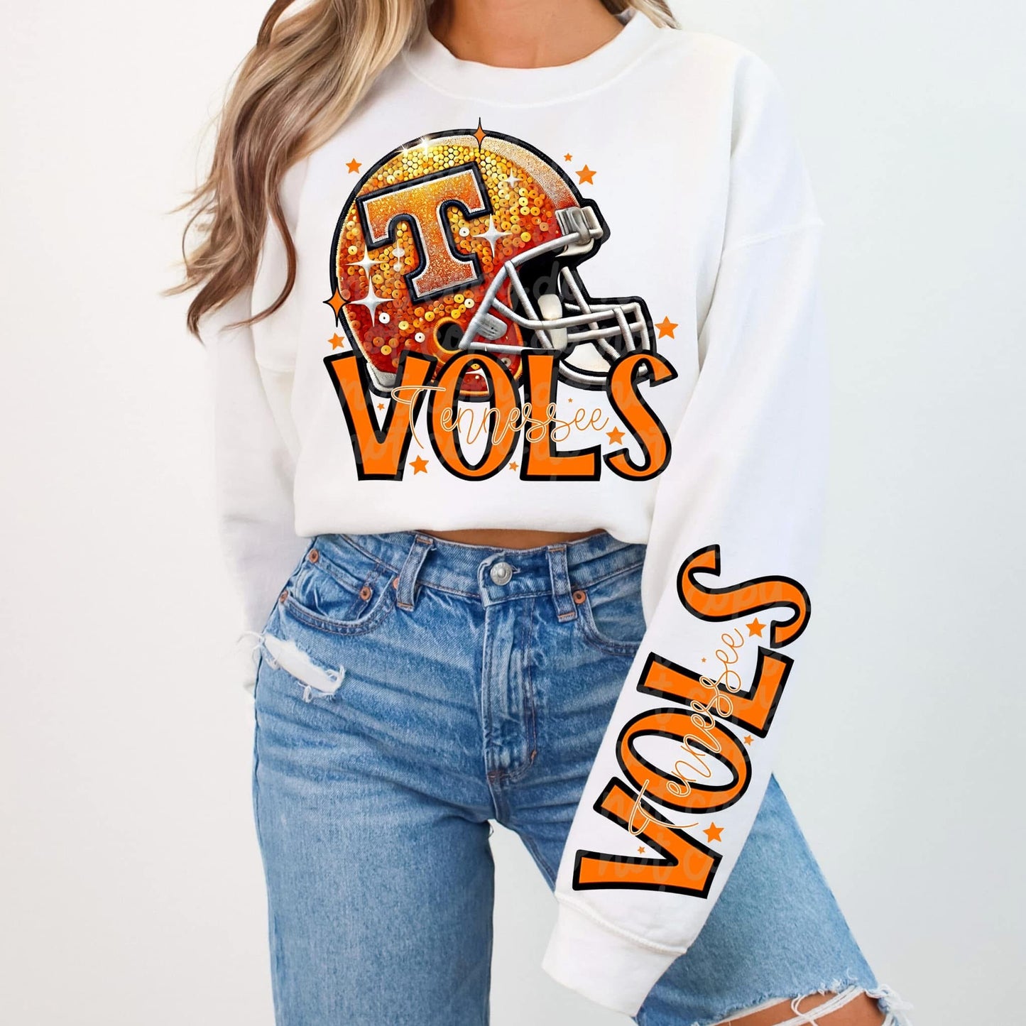 Faux Embroidery T V With Sleeves