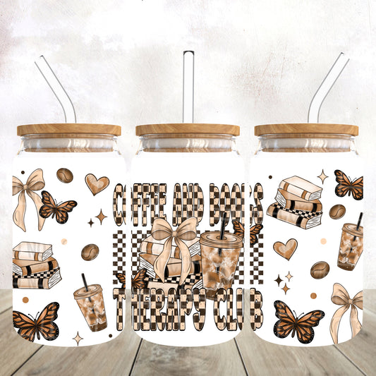 Coffee and books therapy club 16 oz wrap