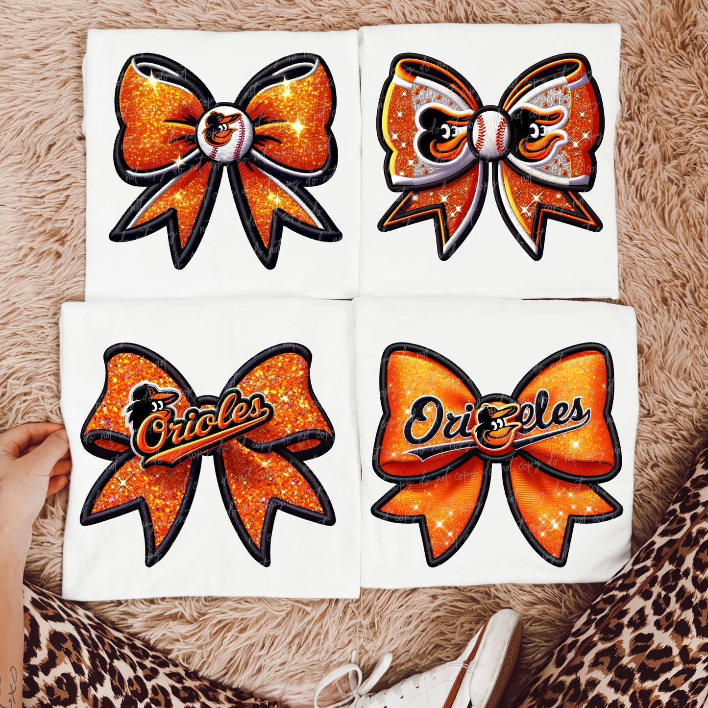 Faux Embroidery Baseball Bows Clipart Bundle