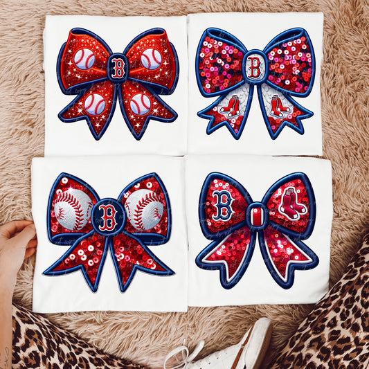 Faux Embroidery Baseball Bow Clipart BRS