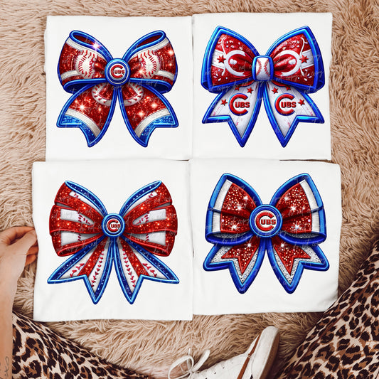 Faux Embroidery Baseball Bow Clipart CC