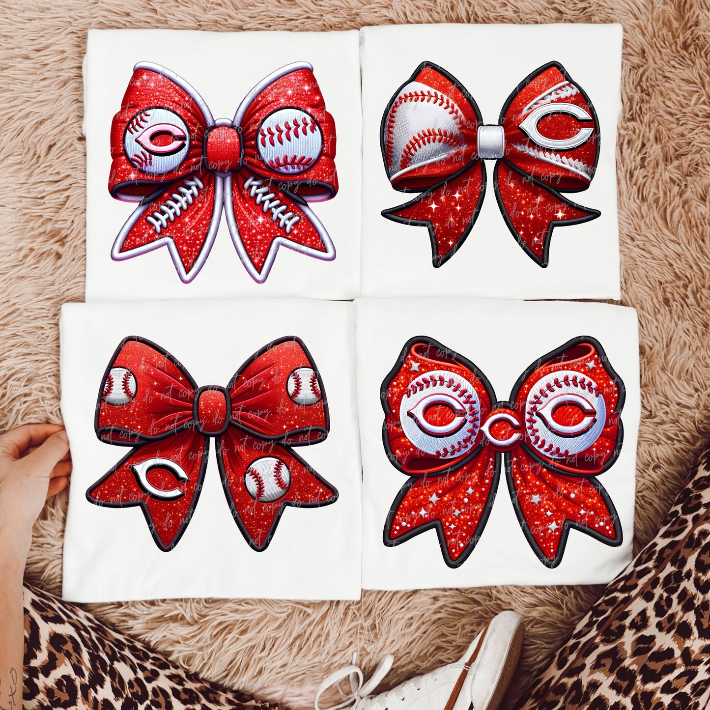 Faux Embroidery Baseball Bows Clipart Bundle