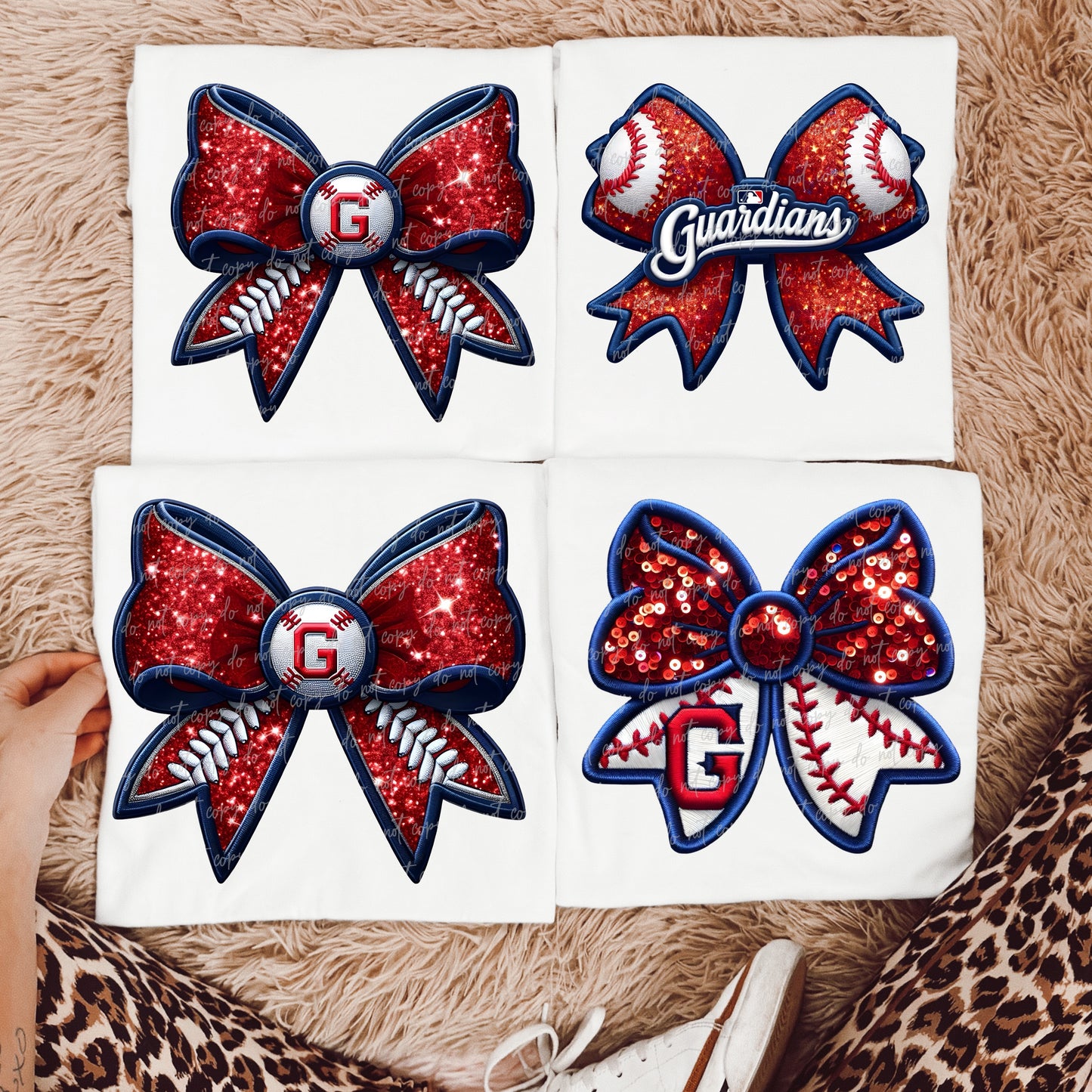 Faux Embroidery Baseball Bows Clipart Bundle