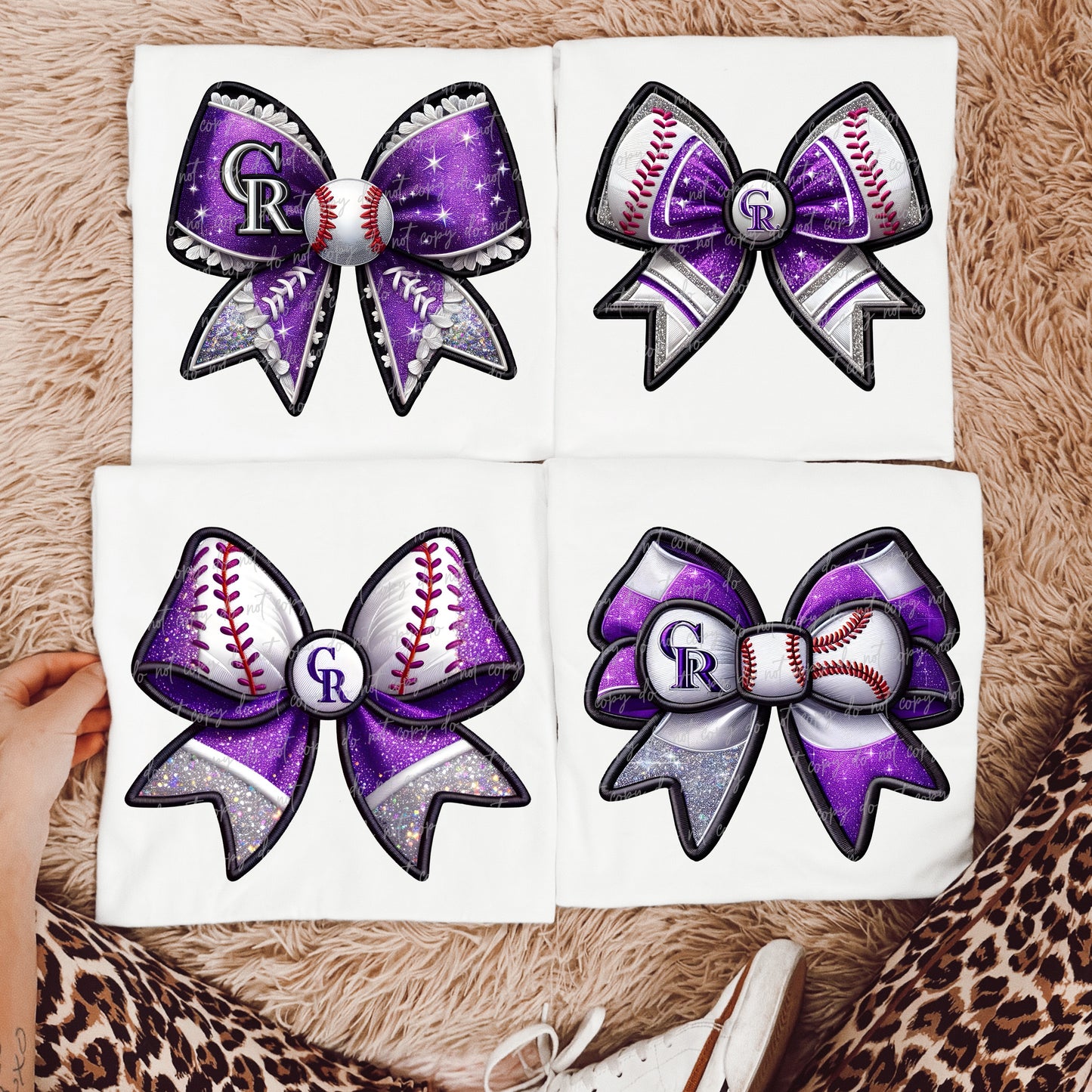 Faux Embroidery Baseball Bows Clipart Bundle