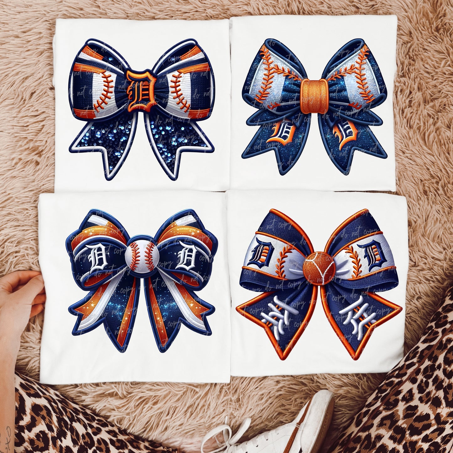 Faux Embroidery Baseball Bow Clipart DT