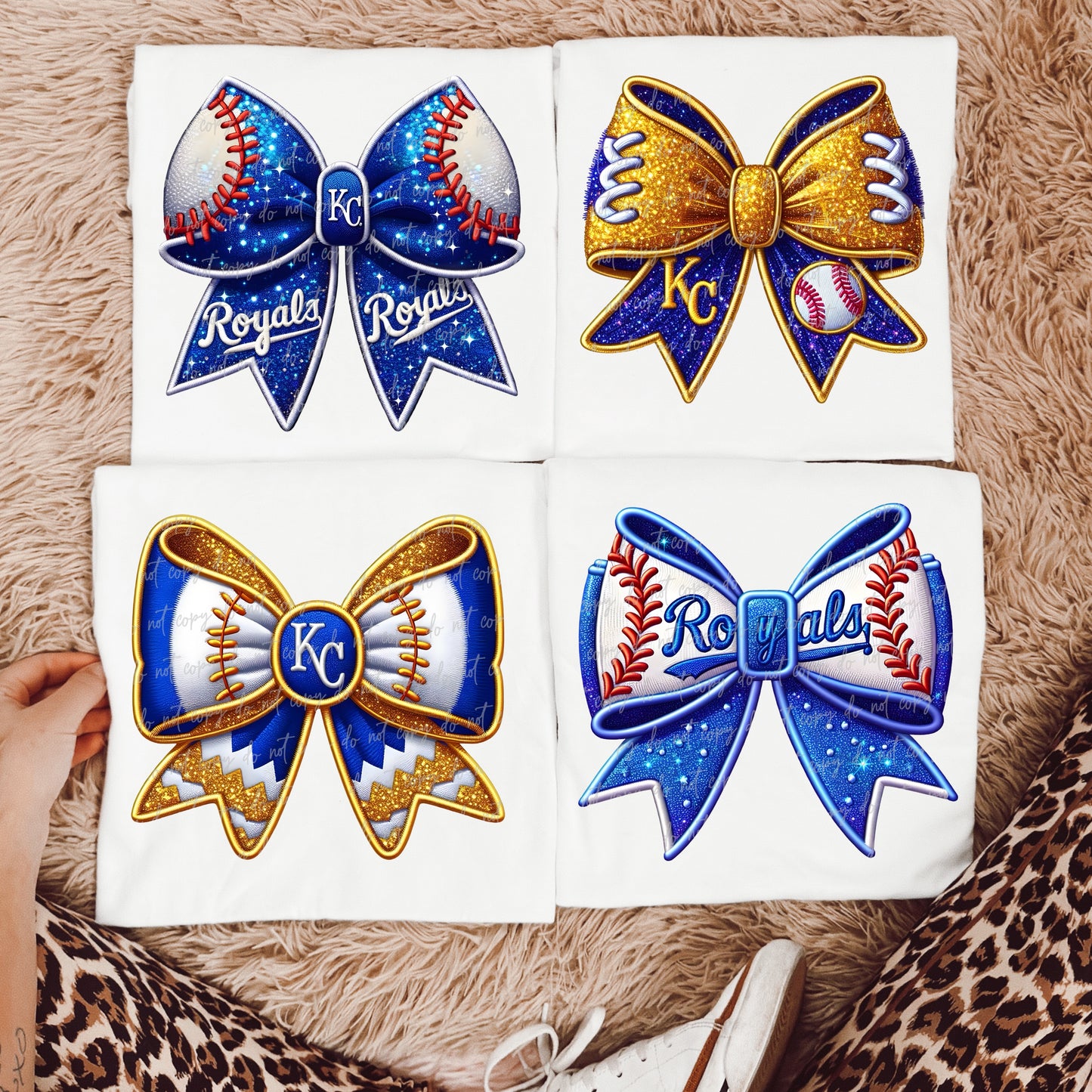 Faux Embroidery Baseball Bows Clipart Bundle
