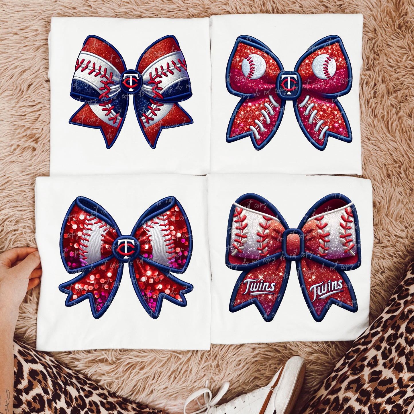 Faux Embroidery Baseball Bows Clipart Bundle