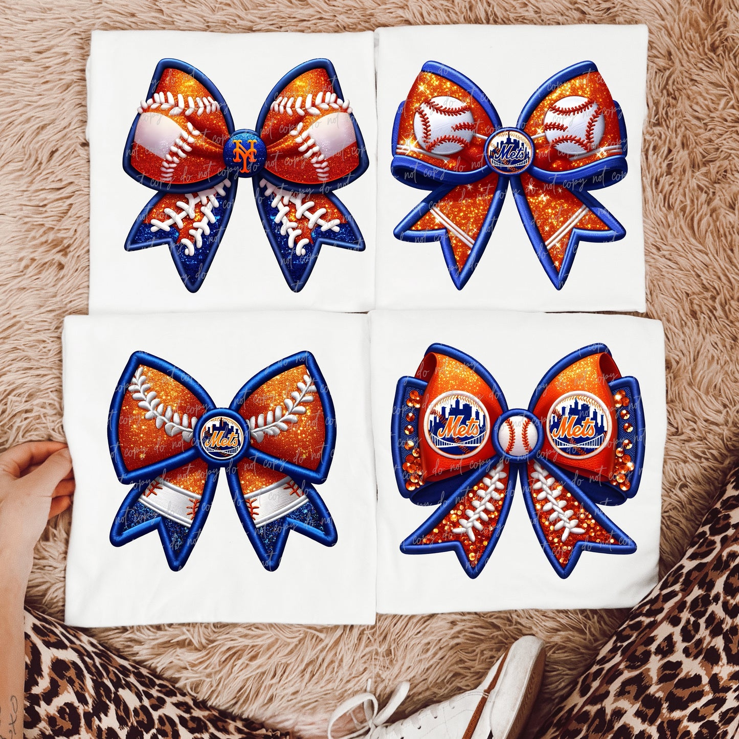 Faux Embroidery Baseball Bows Clipart Bundle