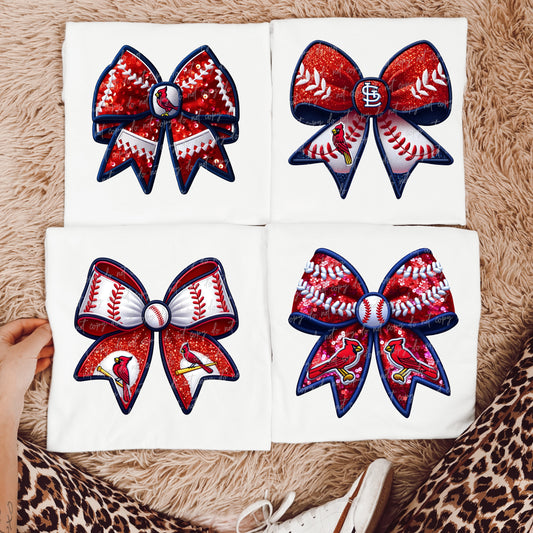 Faux Embroidery Baseball Bow Clipart SLC