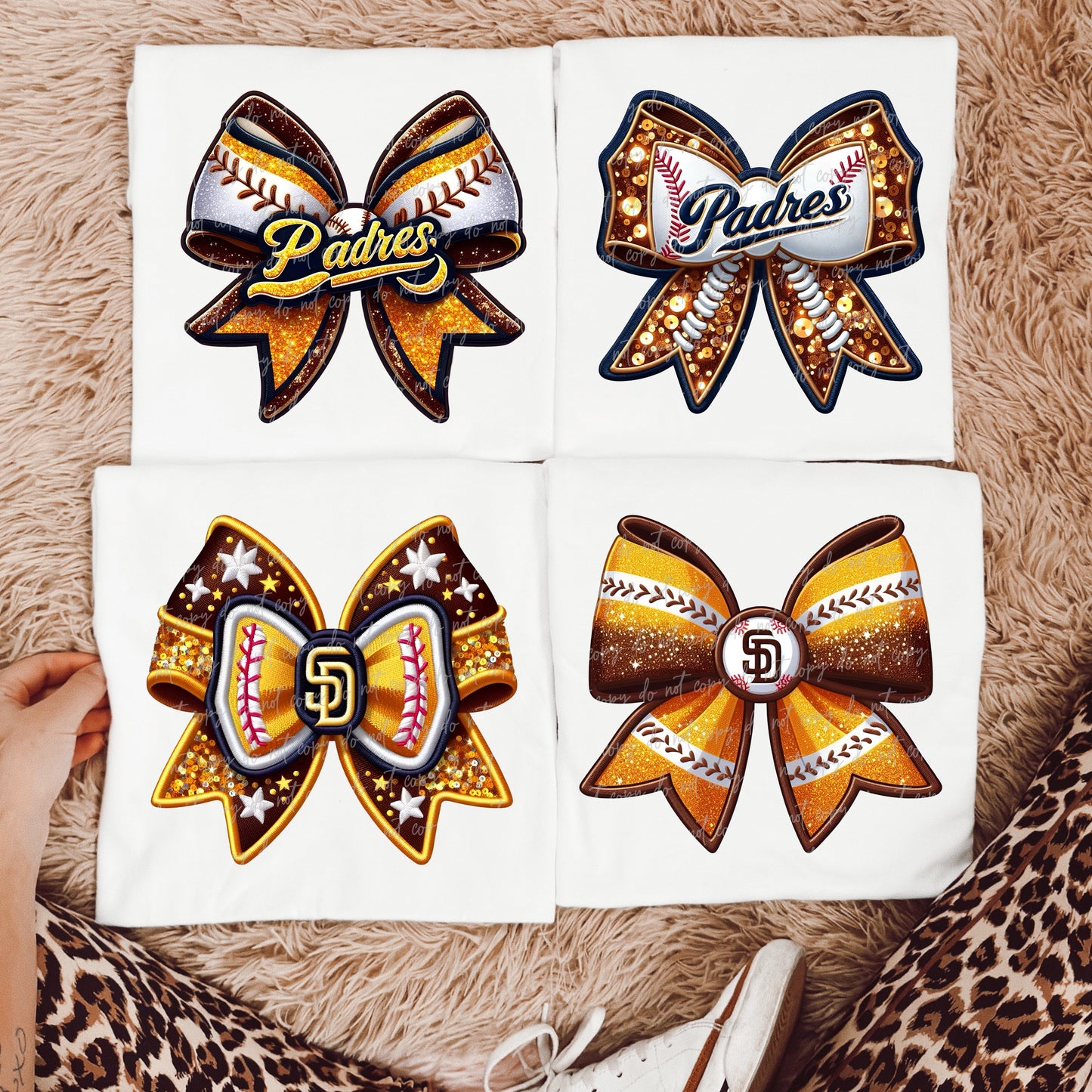 Faux Embroidery Baseball Bows Clipart Bundle