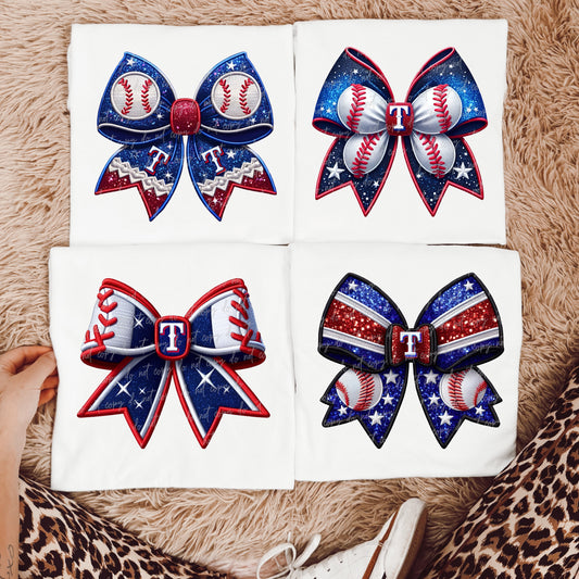Faux Embroidery Baseball Bow Clipart TR