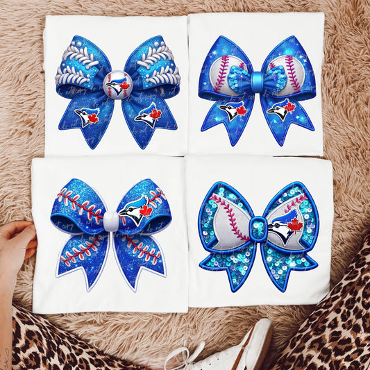 Faux Embroidery Baseball Bow Clipart TBJ