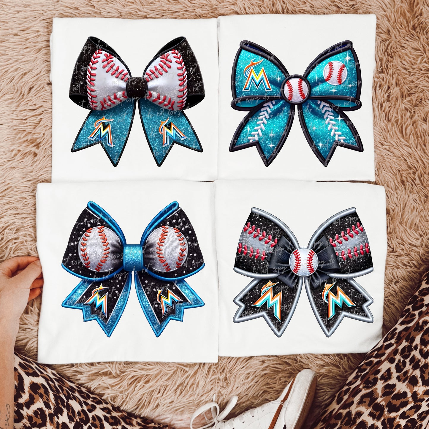 Faux Embroidery Baseball Bows Clipart Bundle