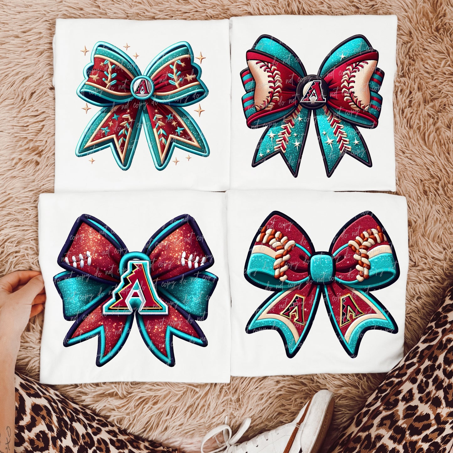 Faux Embroidery Baseball Bows Clipart Bundle