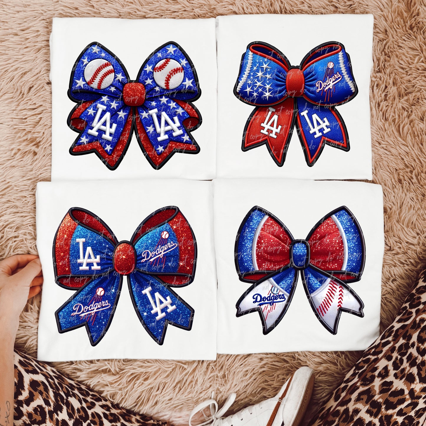 Faux Embroidery Baseball Bows Clipart Bundle