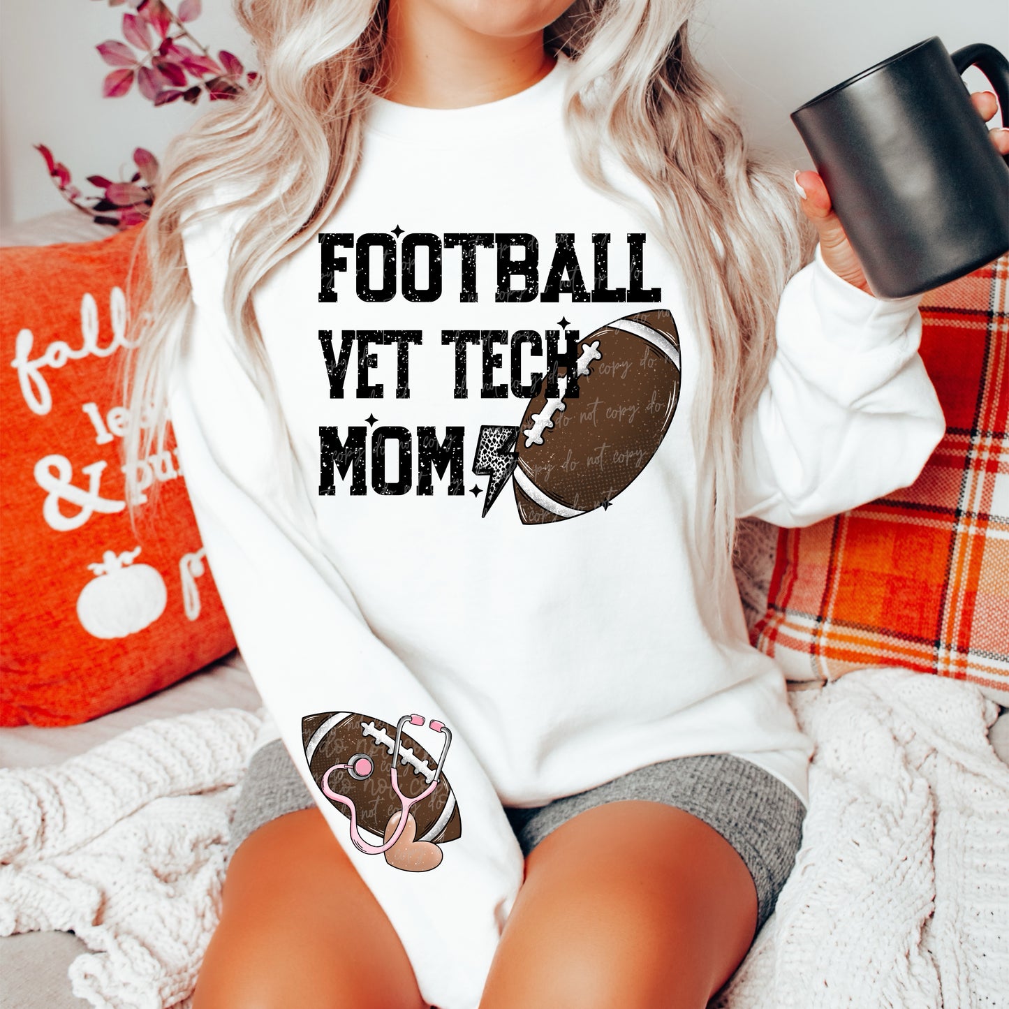 Football Vet Tech Mom With Sleeve and Pocket