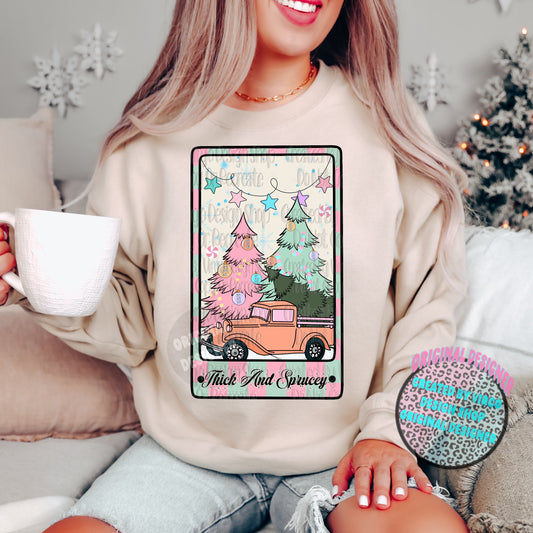 Thick And Sprucey Retro Christmas Tarot Card Png Only