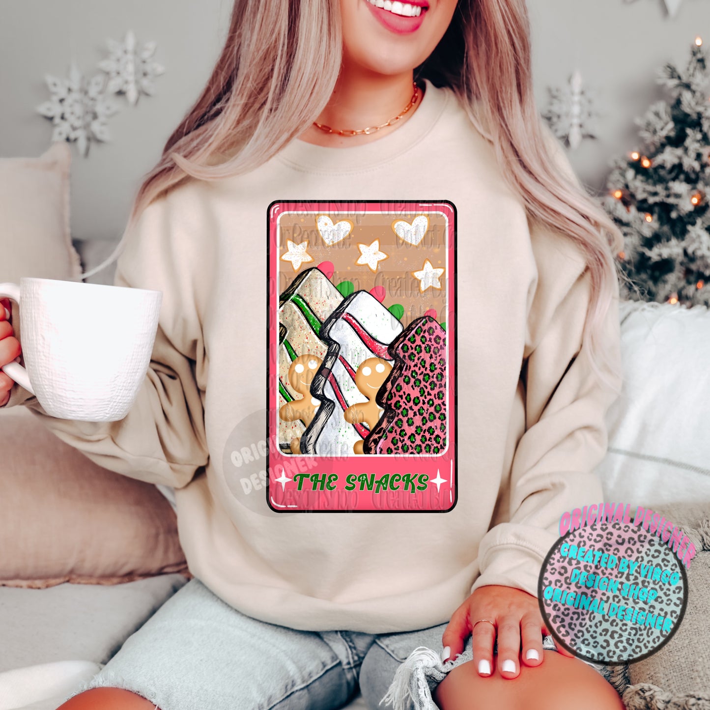 The Snacks Retro Christmas Tarot Card Png Only