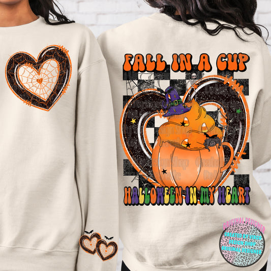 Fall In A Cup Halloween In My Heart With Pocket And Sleeve