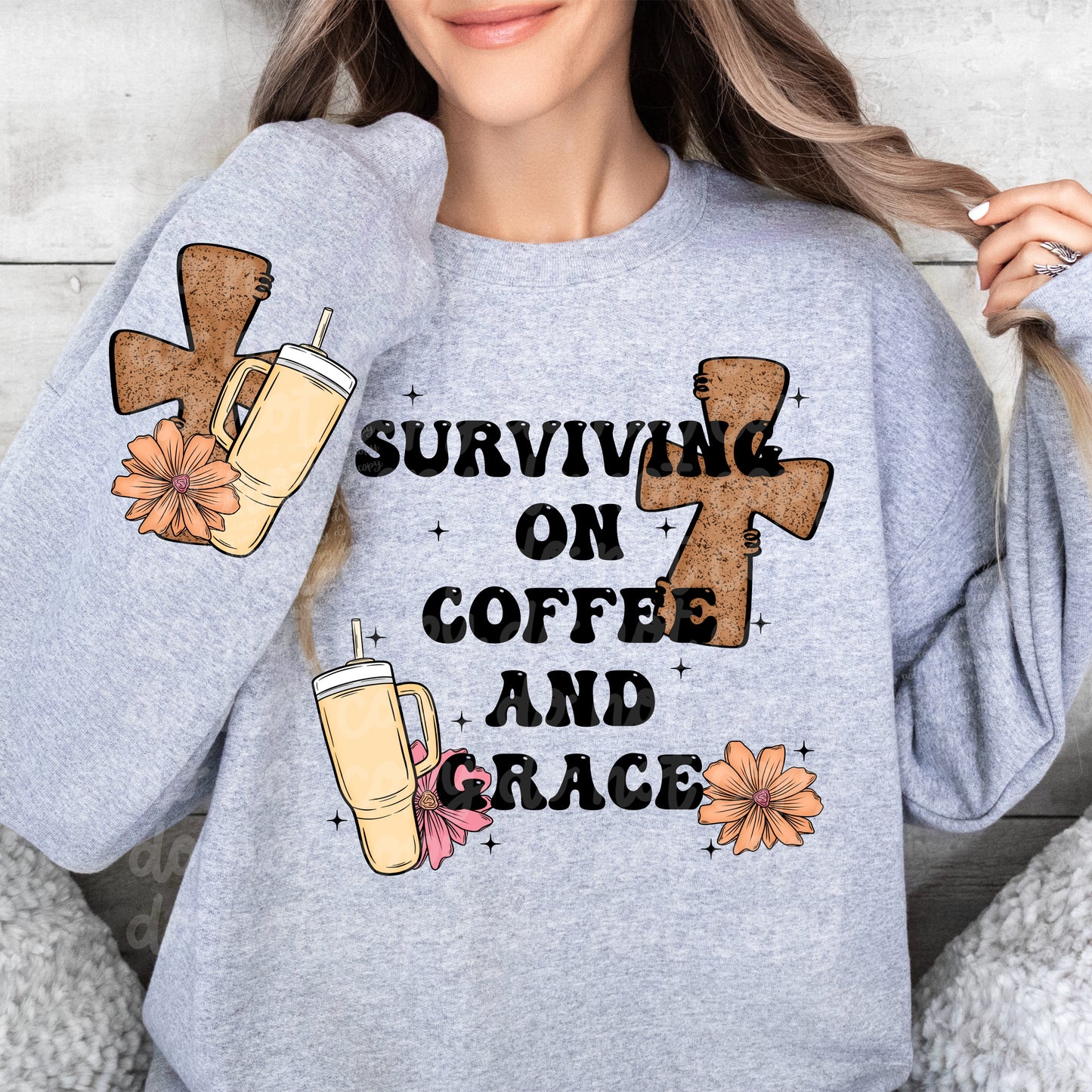 Surviving On Coffee And Grace Single And Colored- Comes With Sleeve And Pocket