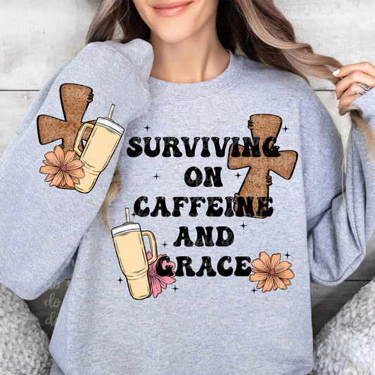 Surviving On Caffeine And Grace Single And Colored- Comes With Sleeve And Pocket