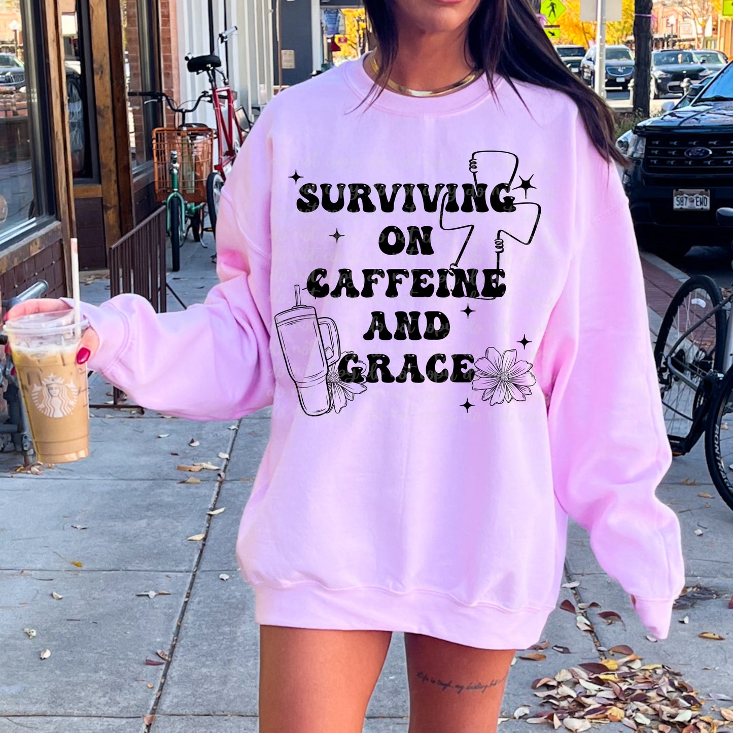 Surviving On Caffeine And Grace Single And Colored- Comes With Sleeve And Pocket